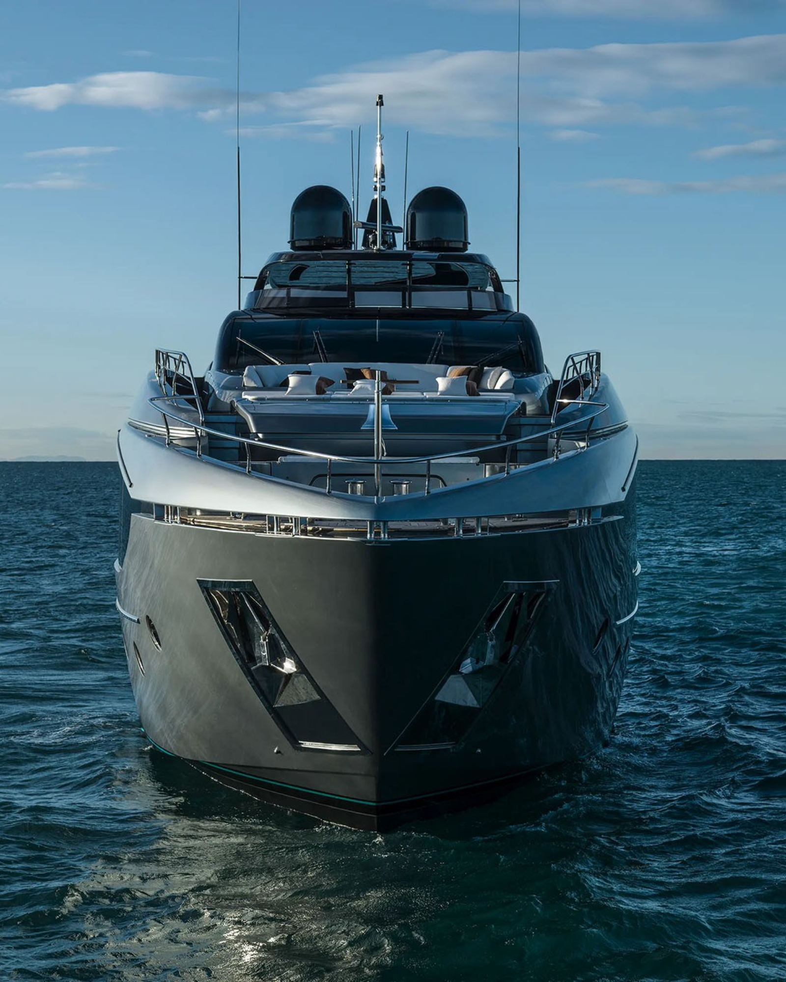 Luxury yacht bow on the water