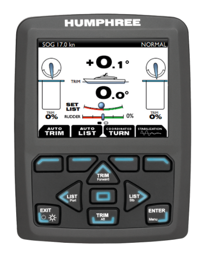 Marine stabilizer control panel
